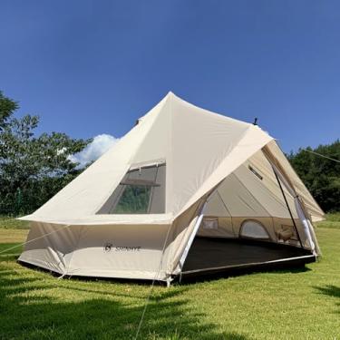 Imagem de Barraca Bell Yurt, barraca quente de luxo à prova d'água para 4 estações com conector de fogão/ar condicionado/2 claraboias para acampamento ao ar livre em família Oxford Glamping Tendas para vida