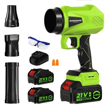 Imagem de Soprador de folhas sem fio, mini soprador de folhas portátil com 2 pilhas de 4,0 Ah e carregador rápido de 1 hora, 600.000 RPM, sopradores de folhas leves para limpeza de pátio, cuidados com o gramado