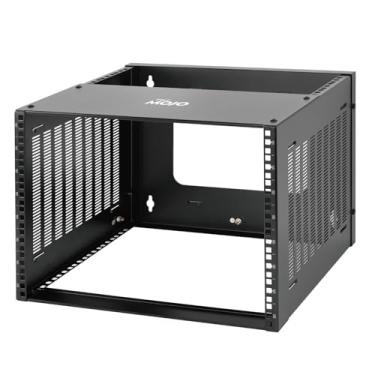 Imagem de Tecmojo Rack de montagem na parede 8U, rack 8U 35,3 cm de profundidade, capacidade de peso de 60 kg, rack de rede de 48 cm para servidor raso e equipamentos de TI, switches de rede, suporte de painel