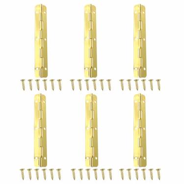 Imagem de Yocimango 4 peças dobradiças de piano de canto arredondado dourado de 180 graus 100 mm/100 mm de comprimento, micro dobradiças de madeira, pequenas dobradiças com parafusos dourados, adequadas para