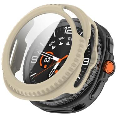 Imagem de Compatível com Samsung Galaxy Watch 8 Classic 46 mm Hard PC Capa protetora de tela de vidro temperado resistente a impactos protetora (branca)