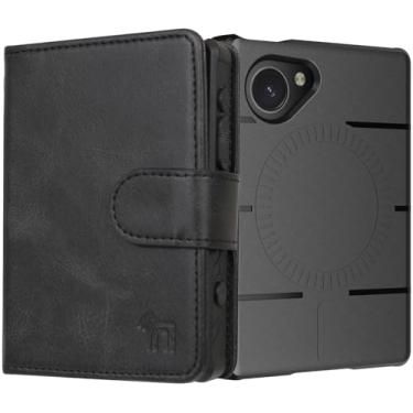 Imagem de Nakedcellphone Combo de capa e carteira para telefone leve III, capa robusta (compatível com MagSafe) e porta-cartão de crédito dobrável - preto fosco