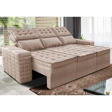 Imagem de Sofá 3 Lugares Retrátil E Reclinável Cama Inbox Senses 2,00m Velusoft Bege
