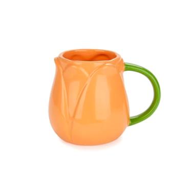 Imagem de Balvi Caneca tulipa laranja cor cerâmica tulipa em forma de flor, 400 ml
