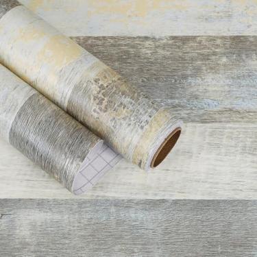 Imagem de EaseStick Papel de parede de prancha de madeira desgastada, descasque e cole papel de parede Shiplap 39.9 cm x 406.4 cm papel de contato de madeira rústica autoadesivo para armários cozinha mesa