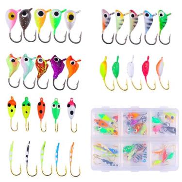 Imagem de Pezlun Kit de pesca no gelo, iscas de pesca no gelo essenciais para iniciantes para fisgar peixes grandes e carretel na diversão! (B30 peças)