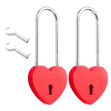 Imagem de YAODHAOD Cadeado de coração Love Lock com chaves, presente romântico para casais para aniversários, dia dos namorados, casamento - cadeado em forma de coração, lembrança de relacionamento de longa