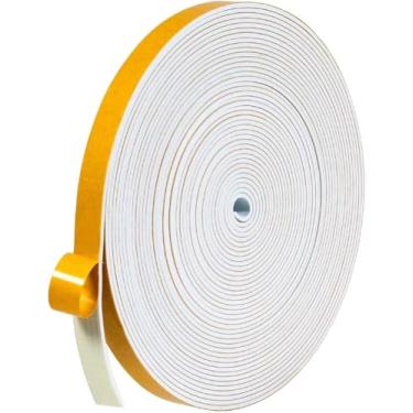 Imagem de Faixa de vedação de porta de decapagem climática, fita de espuma autoadesiva, tira de vedação contra clima, para vedação de lacuna, 1,27 cm x 1,27 cm x 8,5 m, branca