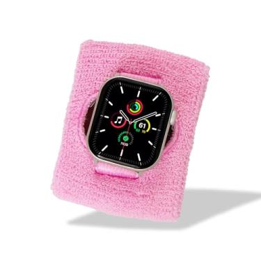 Imagem de Sonix | Pulseira esportiva para Apple Watch | Pulseira estilo pulseira de suor para esportes, exercícios e atividades | listra rosa bebê