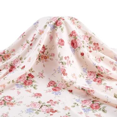 Imagem de FINGERINSPIRE Tecido de algodão estampado com 3,3 metros de largura 63 ~ 162 cm de largura por The Yard Crimson Flower Pattern Tecidos Costura DIY Craft Fashion Design Impresso Floral Lavável Pano