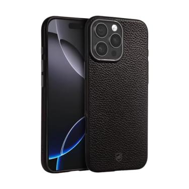 Imagem de Gshield Capa Case Tech com Textura em Couro e Interior Aveludado compatível com Magsafe (Preta, iPhone 16 Pro Max)