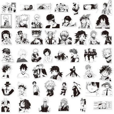 Imagem de Adesivos, 100 unidades/lote, quadrinhos japoneses, pretos e brancos - 