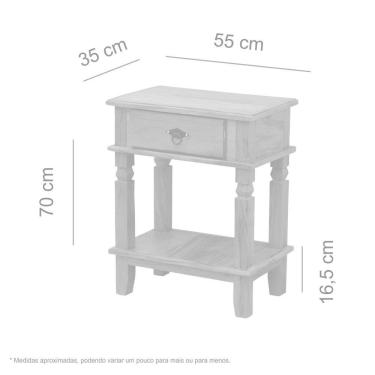 Imagem de Mesa Cabeceira 55x35cm 1 Gaveta Madeira De Maciça Natural