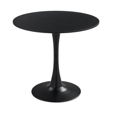 Imagem de HYYTEIBL Mesa de jantar tulipa de 79 cm, branca, redonda, perfeita para 4 a 6 pessoas, pedestal de metal moderno, resistente, economiza espaço, fácil montagem