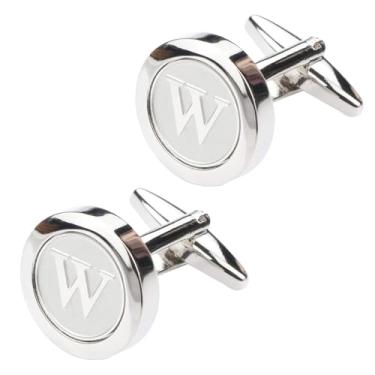 Imagem de Abotoaduras masculinas clássicas de aço inoxidável - letras do alfabeto A-Z para negócios e camisas de casamento, one size, Cobre, Sem Pedra Preciosa