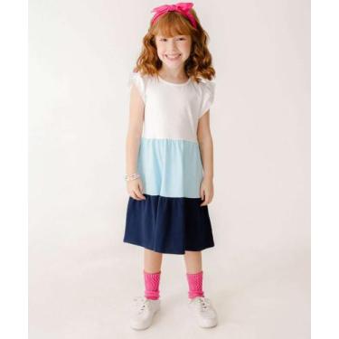 Imagem de Vestido Infantil Recorte Babado Marisa Tam 4 a 10-74156, Off white, 4