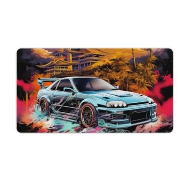 Imagem de Art JDM Carro R32 Palmeira Mesa Mesa Tapete de Mouse Pad Antiderrapante Grande Material de Escritório Tapete de Mesa Borracha Impermeável Tapete de Escrita para Escritório Jogo Casa 40X75 cm