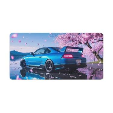 Imagem de HouLaiZhe JDM Tapetes de mesa de carro flores de cerejeira carro JDM esportes reflexão mouse pads para jogos tapetes de mesa grandes mousepads para teclado de mesa tapete de computador 30 x 60 cm