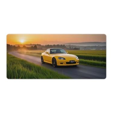 Imagem de HouLaiZhe A Yellow JDM S2000 Shining in A Rural Sunset Gaming Mouse Pads JDM Car Desk Pads Grandes Mousepads para Teclado Desktop Computador Mat40x90 cm
