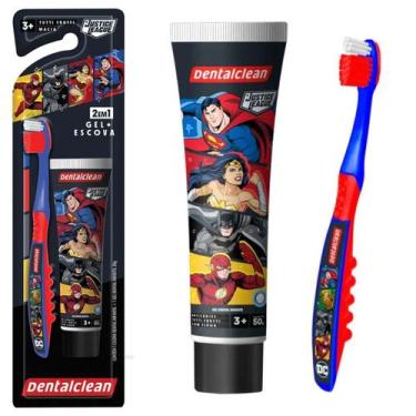 Imagem de Kit infatil escova + gel - liga da justiça - dentalclean
