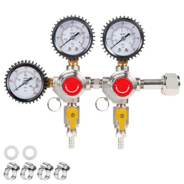 Imagem de Regulador de CO2 para Kegerator – Regulador de pressão de CO2 de calibre duplo de barril de cerveja compatível com tanque de CO2 CGA-320, acessórios de peças Kegerator, peças de reposição Kegerator