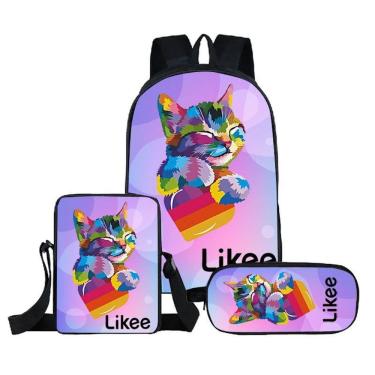Imagem de Conjunto de mochilas escolares Likee, 3 peças com bolsa de ombro e estojo para lápis