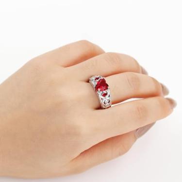 Imagem de Anel de coração de declaração, aliança noturna moderna, anéis de coquetel retrô ousados, alianças chiques de festa de verão, joias de dedo minimalistas para noite para mulheres YC6620, Latão, Sem