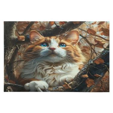 Imagem de CEBUGI Tapete de área 60 x 90 cm, macio, lavável, antiderrapante, com suporte de borracha, laranja, branco, para sala de estar, quarto, decoração de casa