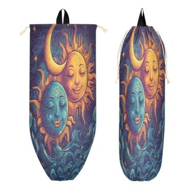 Imagem de xigua Suporte de plástico para saco de sol e lua com cordão 1 pacote, organizador de sacolas de supermercado reutilizável para bolsas, meias, roupas íntimas e gravatas