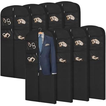 Imagem de Bolsa de roupa de 165 cm para viagem para pendurar roupas de armazenamento capa de terno com zíper e armazenamento de acessórios para casacos, vestidos, ternos