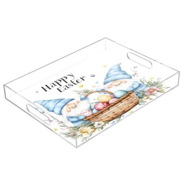 Imagem de STAYTOP Bandeja de acrílico para servir ovos e gnomos de Páscoa, 15,7 x 11,20 cm, bandejas decorativas à prova de derramamento, organizador de bancada para café da manhã, chá, comida, maquiagem