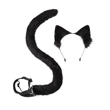 Imagem de QinRuan Animal Cosplay Costume Accessories Furry Faux Fur Cat Ears Headband and Fox Tail Set Halloween Accessory