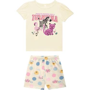Imagem de Pijama Infantil Menina Brilha Escuro Malwee Kids Ref. 131942, Creme, 4