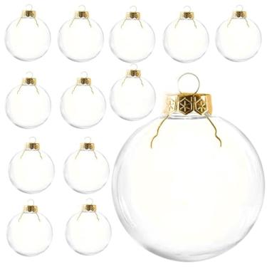 Imagem de wioilyoy 12 bolas decorativas recarregáveis de plástico transparente de 60 mm, enfeites de plástico transparente DIY de 60 mm, bolas penduradas para árvore de Natal para projetos de artesanato DIY