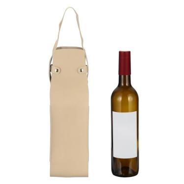 Imagem de PATIKIL Sacola de couro para vinho, bolsa reutilizável para presente de vinho, garrafa de camada dupla, licores de champanhe, bolsa única para aniversário, casamento, festa de piquenique, presentes de