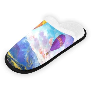 Imagem de Joisal Chinelos femininos de estilo mecânico para dormitório, chinelos femininos leves de viagem com bolsa de armazenamento, Balões de ar quente Sky, 5-8 US Women/5-8 US Men