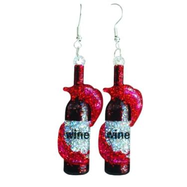 Imagem de Pingyongchang Brincos de gota fofos e engraçados, bebida, vinho tinto, cerveja, tequila, uísque, coquetel, glitter, acrílico, para mulheres, meninas, verão, praia, brincos, férias, festas, joias,