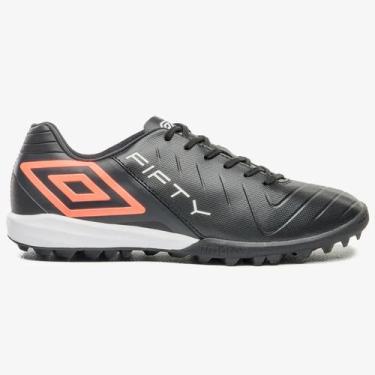 Imagem de Chuteira Society Umbro Fifty VI Preto, Preto coral branco, 42