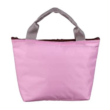 Imagem de Bento Boxes Lancheira Bolsa Térmica Impermeável Tecido Oxford Portátil Isolamento Térmico Piquenique Caixa de Alimentos Tote Organizador de Cozinha Sacos de Alimentos (Cor: Cinza) (Rosa)