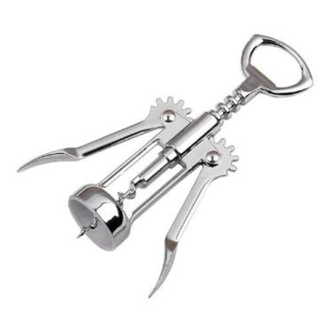 Imagem de Kit 2 Saca-Rolhas Profissional de Aço Inoxidável com Alavanca Dupla, Acabamento Cromado Prateado, 17cm, 3-em-1 com Cortador de Lacre e Abridor de Garrafas