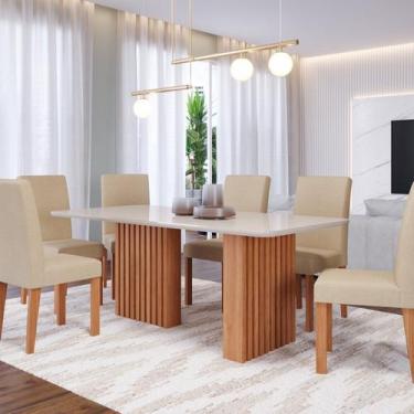 Imagem de Conjunto Sala de Jantar 6 lugares Retangular Tampo de Vidro/MDF Ester 