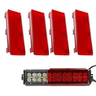 Imagem de Kit de cobertura de lente de barra de luz LED de 81 cm, capas de encaixe de policarbonato vermelho – capas de barra de luz off-road de proteção 10 × 20 cm, à prova de poeira, resistentes a arranhões