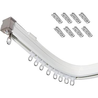 Imagem de Trilho de cortina de teto, trilho de cortina, varão de cortina montado na parede/teto, divisor de quarto, varão de cortina branco para banheiro/chuveiro/varanda (suporte de cobertura, 200 cm) (suporte