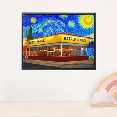 Imagem de 1 peça céu estrelado retrô jantar impressão em tela sem moldura colorido brilho quente sala de estar arte de parede para casa, escritório, presente de festival. (Observação: sem moldura), 20 x 30 cm