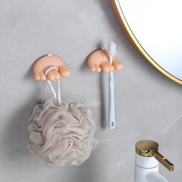 Imagem de Pacote com 2 suportes para escova de dentes, organizador de escova de dentes autoadesivo engraçado, para escovas de dentes, toalhas de banho e toalhas (cor da pele)