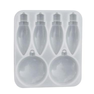 Imagem de REDYY Pingente de lâmpada de resina, molde de silicone, enfeite de natal, molde de resina, suprimentos de artesanato, lâmpada redonda, chaveiro, pingente, molde de silicone