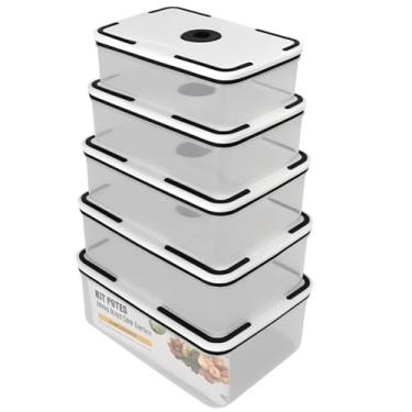 Imagem de Kit 5 Potes Herméticos Retangulares Tampa Plástica Transparente Armazena Alimentos Vedados Resistentes e Ideais para Para Freezer E Microondas Tamanhos 490 ml 820 ml 1300 ml 2000 ml E 2900 ml