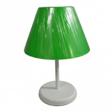 Imagem de Abajur de Mesa em PVC Pequeno 27cm Branco, Base Polipropileno, Bivolt com Interruptor Meio Fio, Luminária de Cabeceira para Quarto e Sala (VERDE)