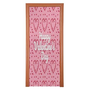 Imagem de ATTX Capa de porta frontal com corações cremosos - tecido elástico lavável decoração de férias para festas, casa, decoração de porta da frente, 36 x 98 polegadas (331)