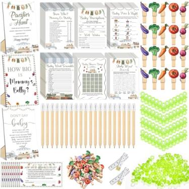 Imagem de Sherr 476 peças de chuveiro cultivado localmente 6 conjuntos de cartões de atividades Chupeta Caça 50 chupetas Qual é o tamanho da barriga da mamãe 50 cartões de adivinhação, 2 fita métrica Don't Say